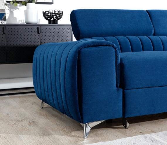 Photo Corner sofa with pull-out bed - Blue - 278x205 - LAURENCE