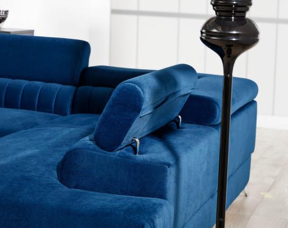 Photo Corner sofa with pull-out bed - Blue - 278x205 - LAURENCE