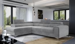 Sofá rinconera con cama extraíble - gris claro - 278x205 - LAURENCE