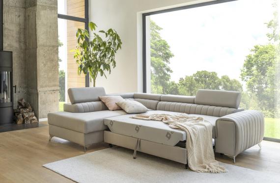 Photo Corner sofa with pull-out bed - Mustard - 278x205 - LAURENCE
