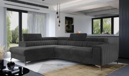 Sofá rinconera con cama extraíble gris oscuro - 278x205 - LAURENCE