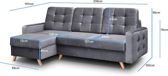 Foto SOFÁ CAMA CON ARCÓN REVERSIBLE 236 CM X 151 CM VEGAS AZUL