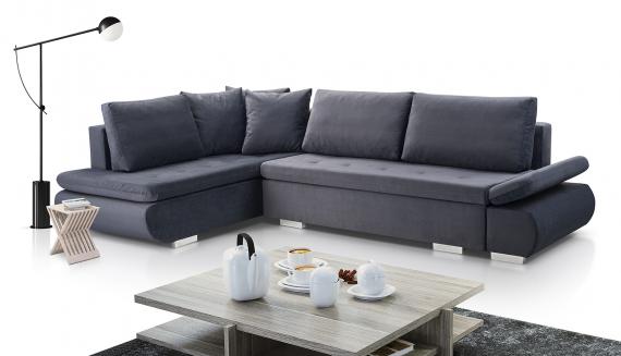 Photo Corner sofa with bed and storage - ARGENT, Gray, 304x201