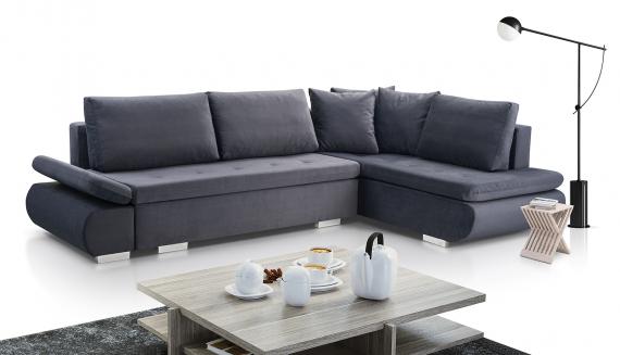 Photo Corner sofa with bed and storage - ARGENT, Gray, 304x201