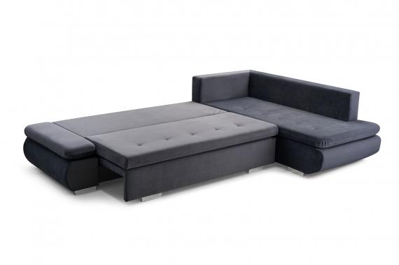 Photo Corner sofa with bed and storage - ARGENT, Gray, 304x201
