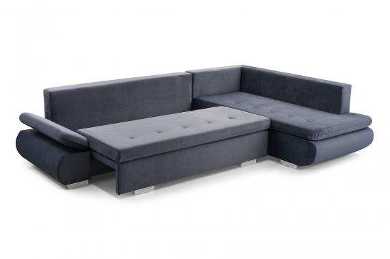 Photo Corner sofa with bed and storage - ARGENT, Gray, 304x201