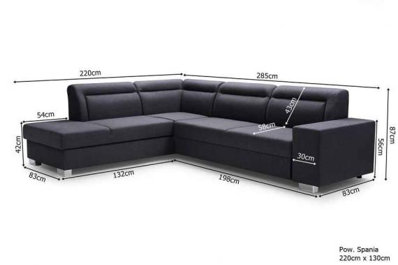 Photo Corner sofa with bed and storage ― DAVER, Dark gray, 285x220