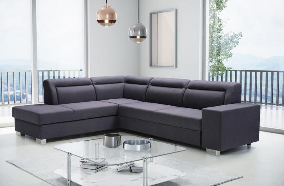 Photo Corner sofa with bed and storage ― DAVER, Dark gray, 285x220