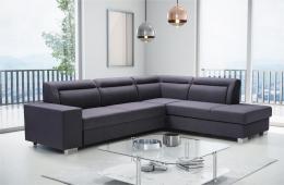 Sofá rinconera con cama y arcón ― DAVER, Gris oscuro, 285x220
