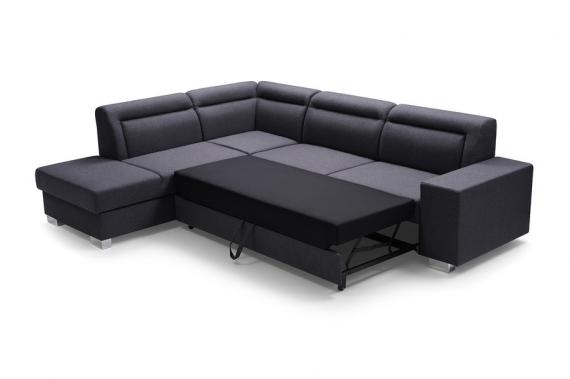 Photo Corner sofa with bed and storage ― DAVER, Light gray, 285x220