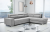 Corner sofa with bed and storage ― DAVER, Light gray, 285x220