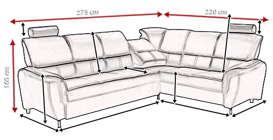 Photo Corner sofa with bed and storage - Diana, Brown, 275x220