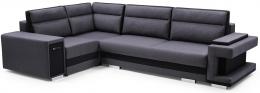 Sofá rinconera con cama y dos arcones - A1, Gris/Negro, 305x203