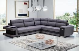 Sofá rinconera con cama y dos arcones - A1, Gris/Negro, 305x203