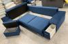 Photo Corner sofa with ottoman, bed and 2 storage compartments – Alvares, Blue, 305x205