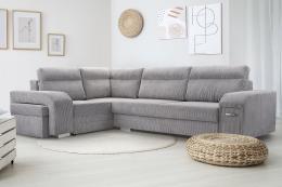 Corner sofa with pouf, bed and 2 storage compartments – Alvares, Gray, 305x205