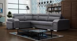 Corner sofa with pouf, bed and 2 storage compartments – Alvares, Dark Gray, 305x205