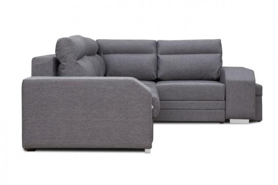 Photo Corner sofa with pouf, bed and 2 storage compartments – Alvares, Dark Gray, 305x205