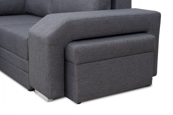 Photo Corner sofa with pouf, bed and 2 storage compartments – Alvares, Dark Gray, 305x205