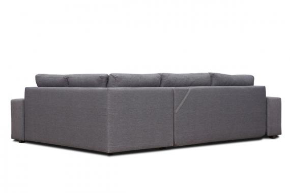 Photo Corner sofa with pouf, bed and 2 storage compartments – Alvares, Dark Gray, 305x205
