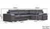 Photo Corner sofa with pouf, bed and 2 storage compartments – Alvares, Dark Gray, 305x205