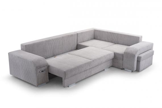 Photo Corner sofa with pouf, bed and 2 storage compartments – Alvares, Gray, 305x205