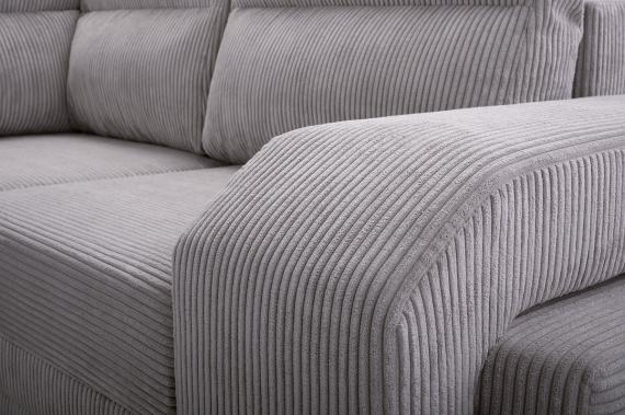 Photo Corner sofa with pouf, bed and 2 storage compartments – Alvares, Gray, 305x205