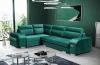 Photo Corner sofa with pouf, bed and 2 storage compartments – Alvares, Green, 305x205