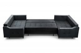 SOFÁ GRANDE CON CAMA Y TRES ARCONES FORMA DE U PATAS ALTAS 365 CM X 185 AKITA GRIS OSCURO