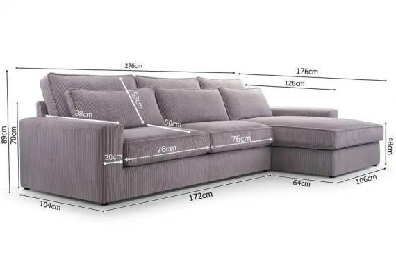 Foto SOFÁ GRANDE 276 CM X 176 CM CLEO MINI GRIS