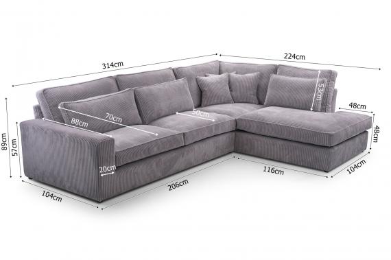 Photo Large corner sofa with decorative cushions - Cobra, Blue, 314x224