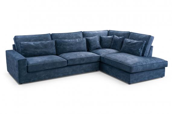 Photo Large corner sofa with decorative cushions - Cobra, Blue, 314x224