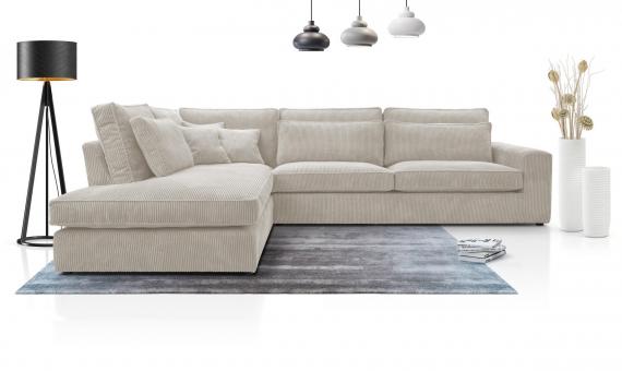 Photo Large corner sofa with decorative cushions - Cobra, Light Gray, 314x224