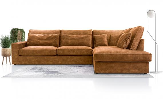 Photo Large corner sofa with decorative cushions - Cobra, Amber, 314x224
