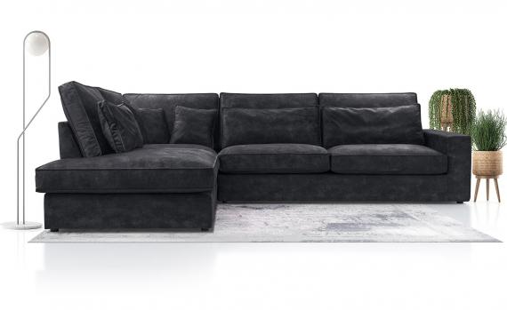 Photo Large corner sofa with decorative cushions - Cobra, Graphite, 314x224