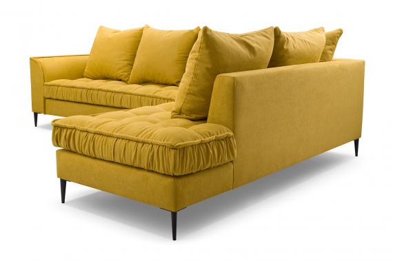 Photo Large Scandinavian-style corner sofa - Lena, Yellow, 306x227