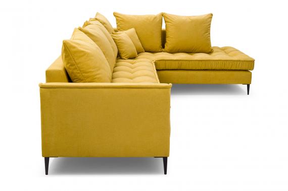 Photo Large Scandinavian-style corner sofa - Lena, Yellow, 306x227