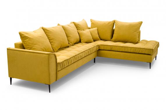 Photo Large Scandinavian-style corner sofa - Lena, Yellow, 306x227