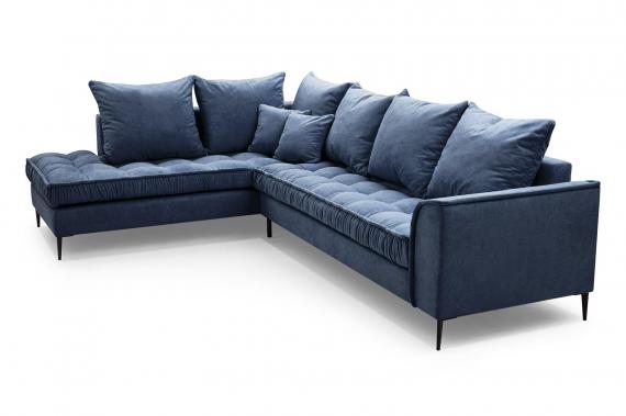 Photo Large Scandinavian-style corner sofa - Lena, Blue, 306x227