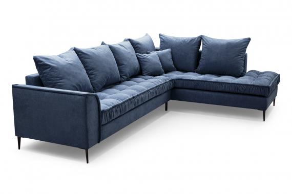 Photo Large Scandinavian-style corner sofa - Lena, Blue, 306x227
