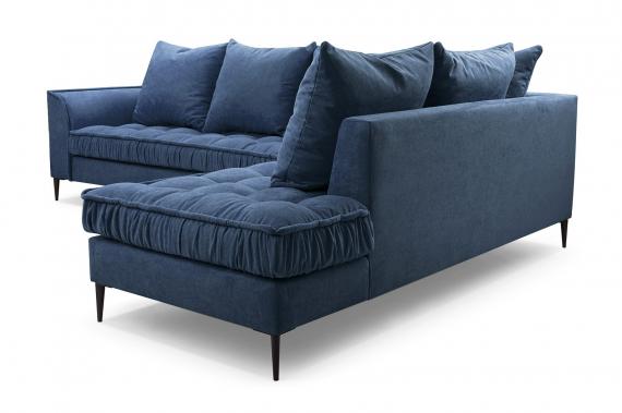 Photo Large Scandinavian-style corner sofa - Lena, Blue, 306x227