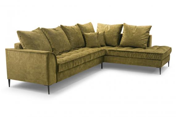 Photo Large Scandinavian-style corner sofa - Lena, Olive, 306x227
