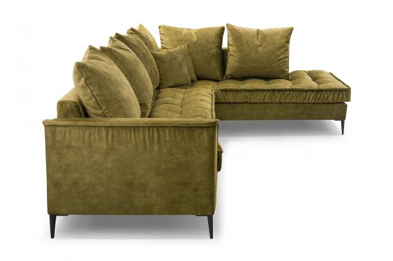 Photo Large Scandinavian-style corner sofa - Lena, Olive, 306x227