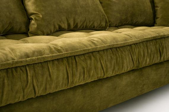 Photo Large Scandinavian-style corner sofa - Lena, Olive, 306x227