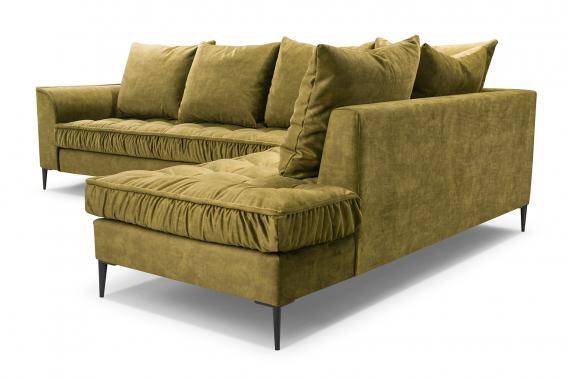 Photo Large Scandinavian-style corner sofa - Lena, Olive, 306x227