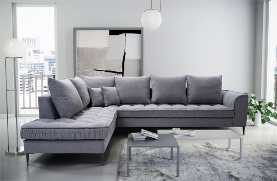 Photo Large Scandinavian-style corner sofa - Lena, Gray, 306x227