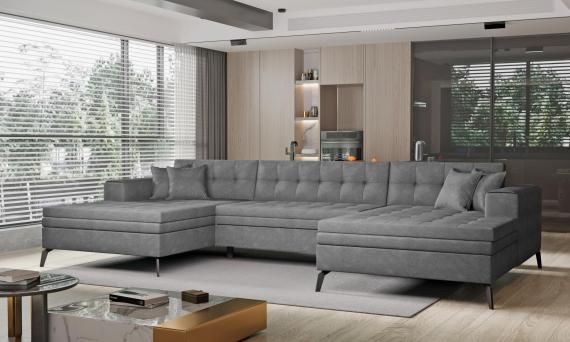 Foto SOFÁ CAMA GRANDE CON PATAS ALTAS 350 CM X 170 CM VERTIZO GRIS