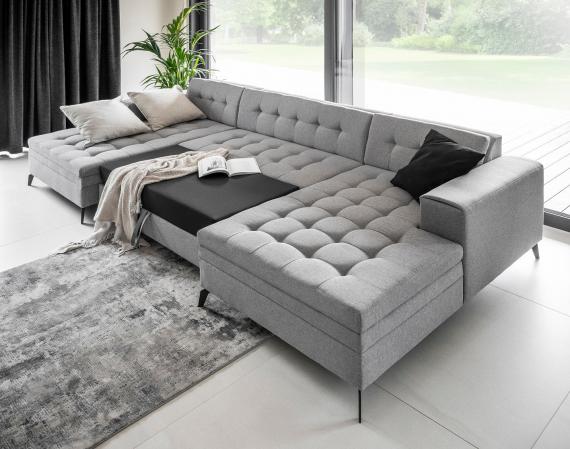 Foto SOFÁ CAMA GRANDE CON PATAS ALTAS 350 CM X 170 CM VERTIZO GRIS