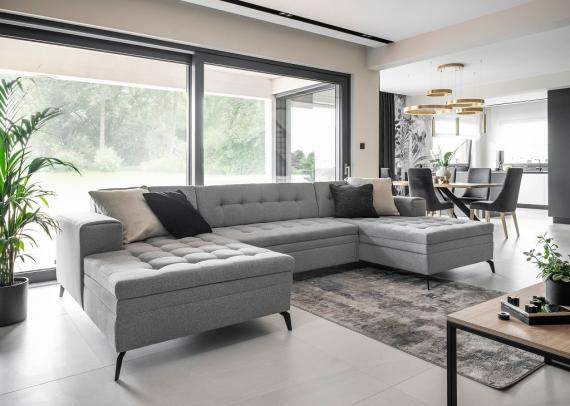 Foto SOFÁ CAMA GRANDE CON PATAS ALTAS 350 CM X 170 CM VERTIZO GRIS