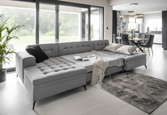 Foto SOFÁ CAMA GRANDE CON PATAS ALTAS 350 CM X 170 CM VERTIZO ROSA